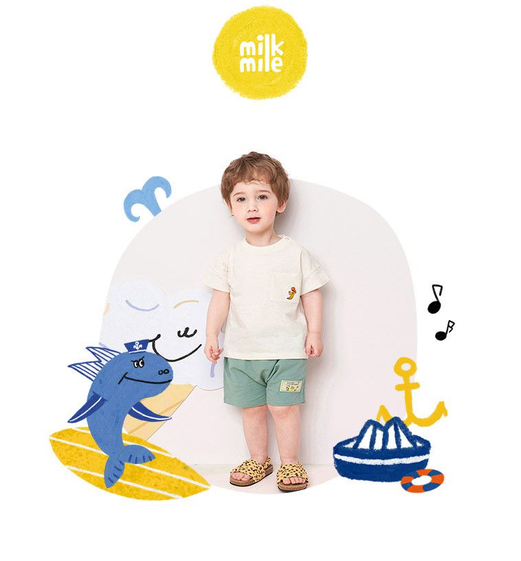 韓國 milk mile - 單色鬆緊腰短褲-海軍藍