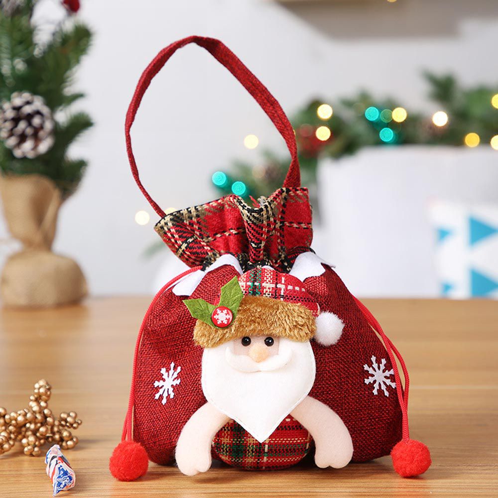 聖誕節造型禮物袋-聖誕老人-酒紅色-22x20cm