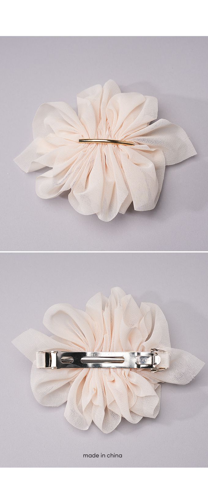 韓國 Soo&Soo - 優雅雪紡紗金屬髮夾-黑