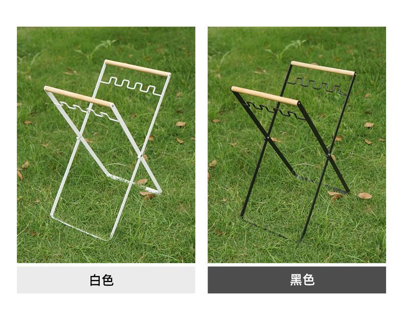 CLS - 戶外木柄折疊式垃圾袋支架-白色 (33.5x24.5x46.5cm)