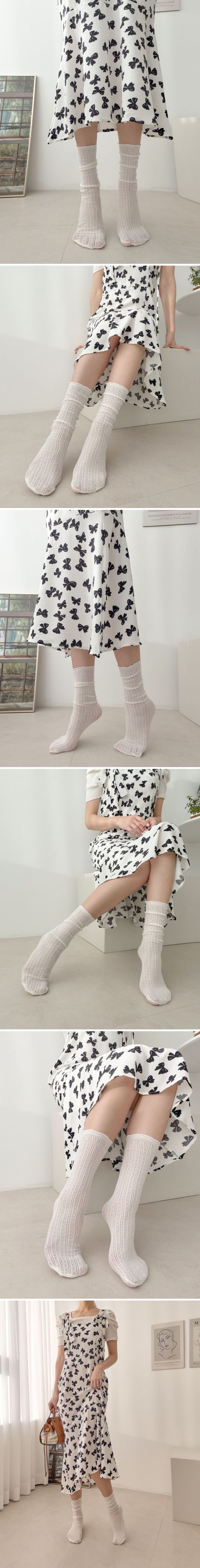 韓國 Marian - 鏤空細緻蕾絲彈性長襪-白 (Free)