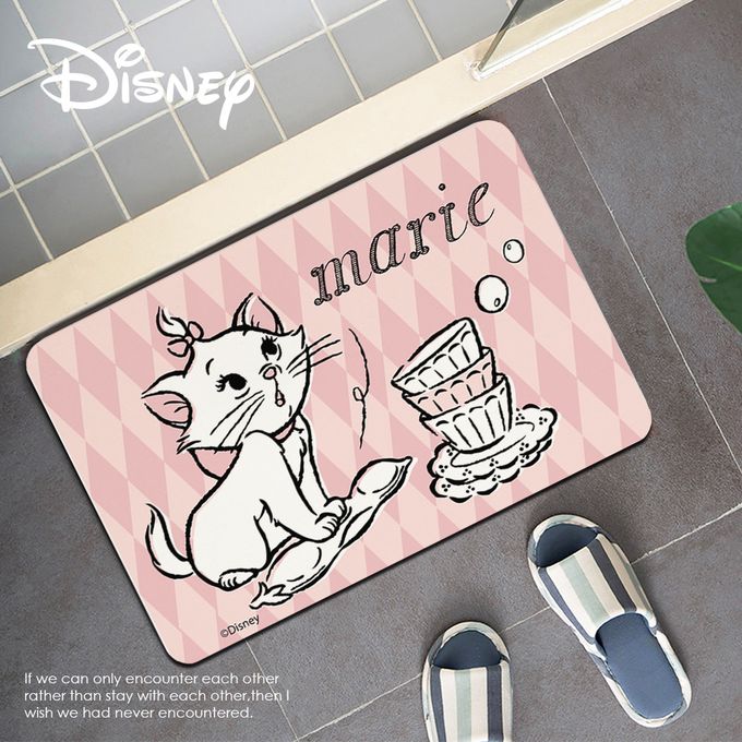收納王妃 - 迪士尼 Disney 復古系列【菱格瑪麗貓】珪藻土軟式吸水地墊 吸水墊 腳踏墊60x40x0.5cm