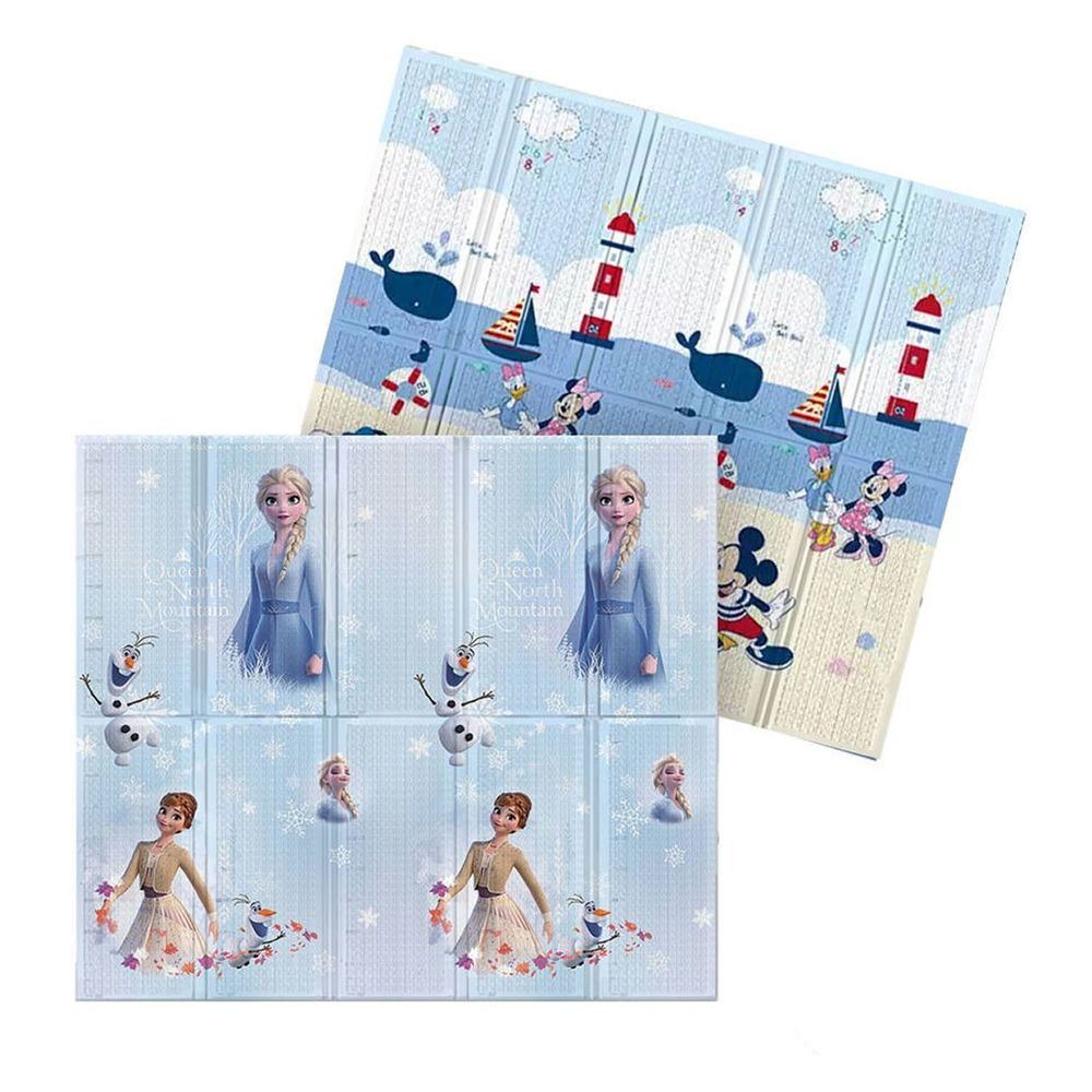 Disney 迪士尼 - 攜帶型摺疊遊戲墊-冰雪公主+雲漫沙灘-1.5CM (雙面花色，共一片地墊)