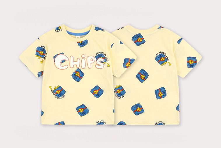 韓國 HEJMINI - CHIPS滿版印花上衣-米黃