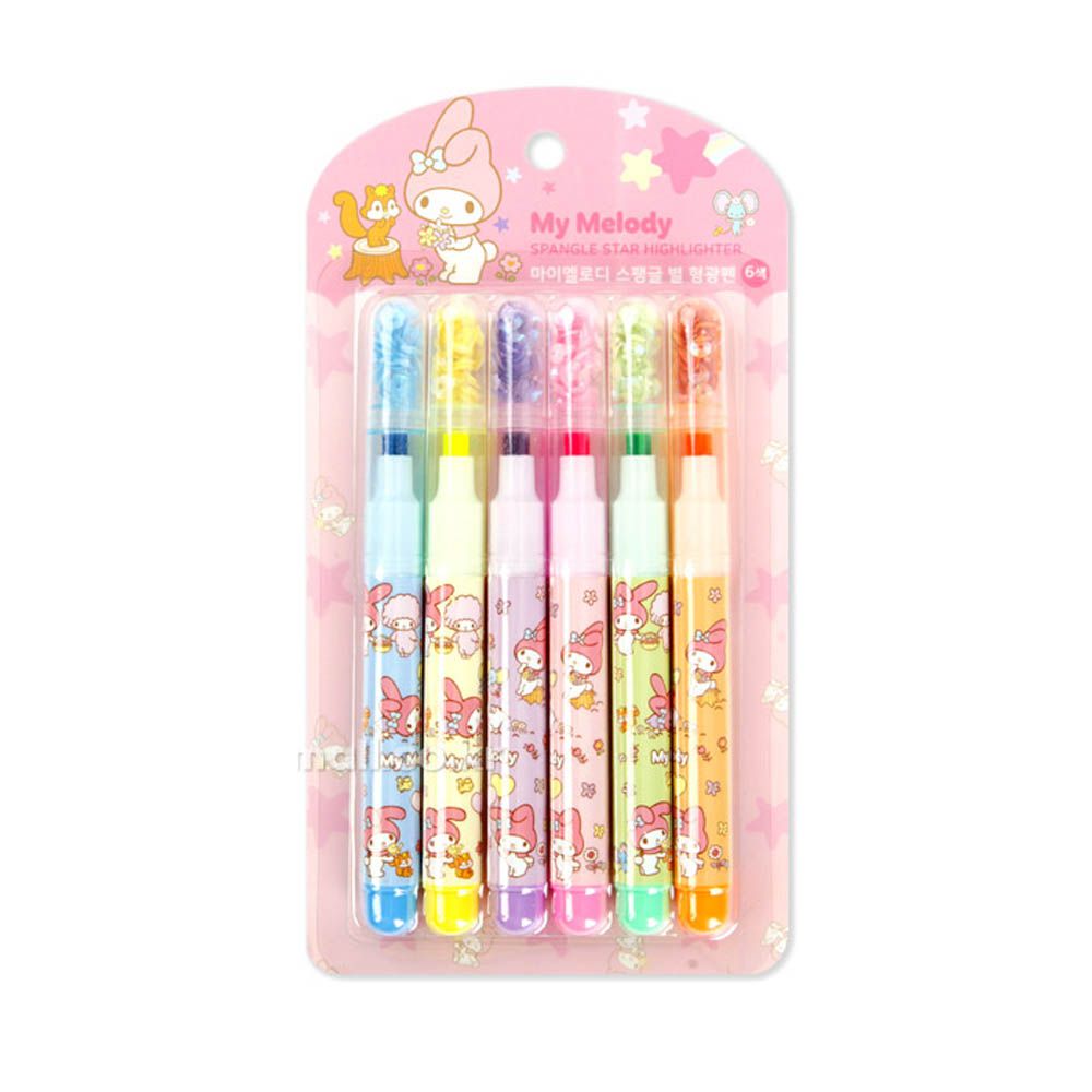 星星形狀筆頭6色螢光筆-卡通人物美樂蒂