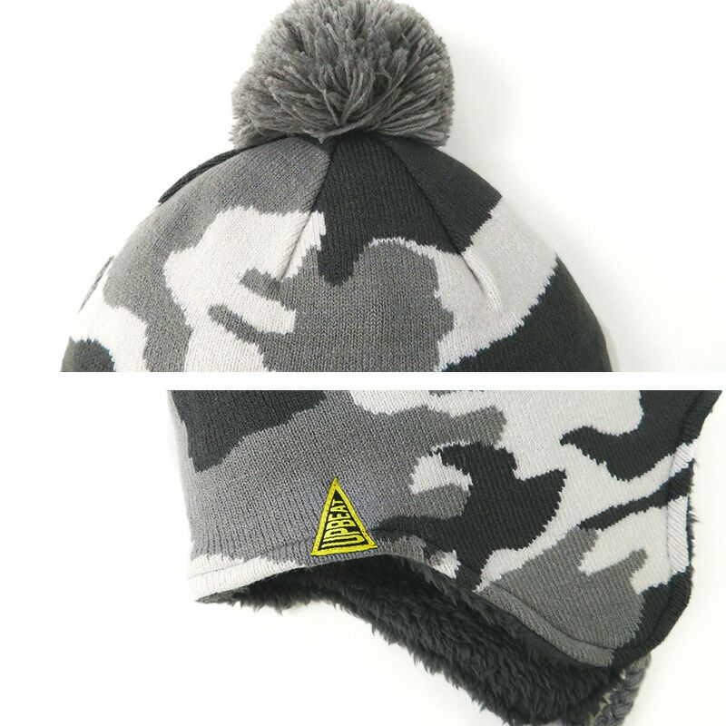 日本 ZOOLAND - 防寒刷毛針織保暖帽-迷彩-淺灰 (頭圍50~54cm)