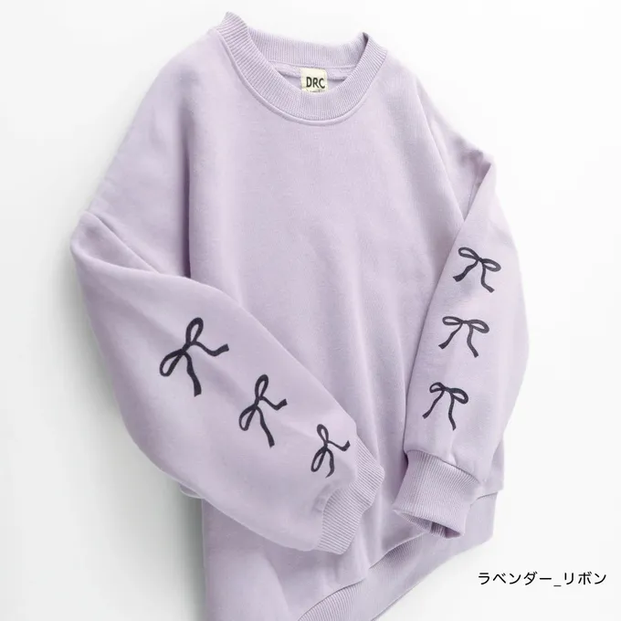 日本 BRANSHES - 裏起毛 可愛女孩縮口長袖上衣-愛心-薄荷綠