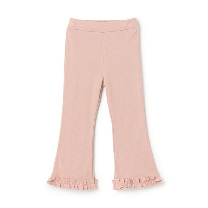 日本 Lycee mine - 彈力荷葉邊微喇叭長褲-米杏