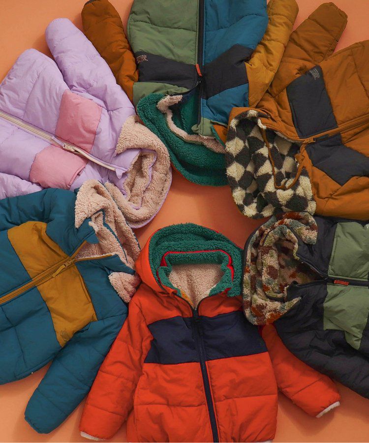 日本 BREEZE - [雙面穿]絨毛鋪棉繽紛保暖外套-黑系&迷彩