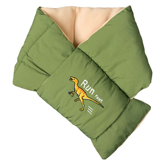 akachan honpo - 鋪棉圍巾-恐龍-軍綠色