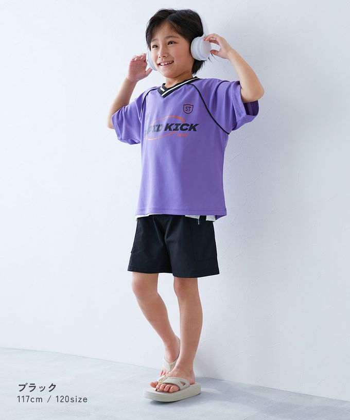 日本 devirock - 防污抗UV 舒適機能短褲-大口袋寬版-灰紫