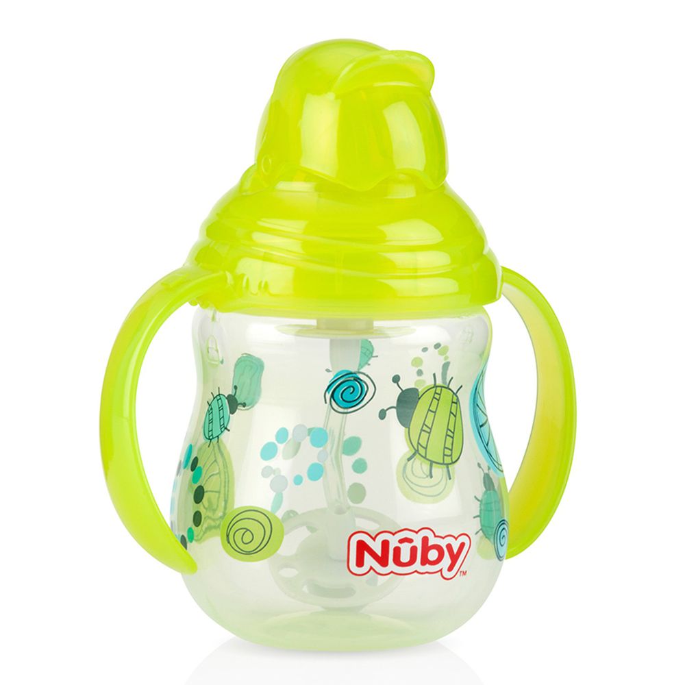 Nuby - 卡拉雙耳彈跳吸管杯(360度吸管)-綠