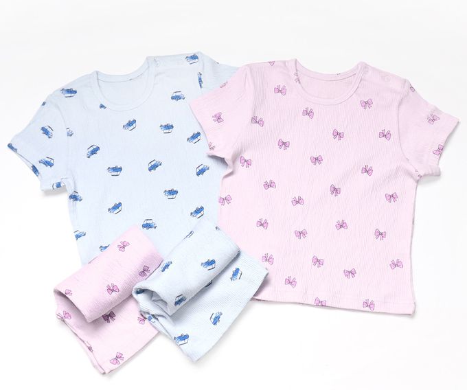 韓國 Mellisse - 韓製親膚彈性5分袖家居服(無螢光棉)-蝴蝶結