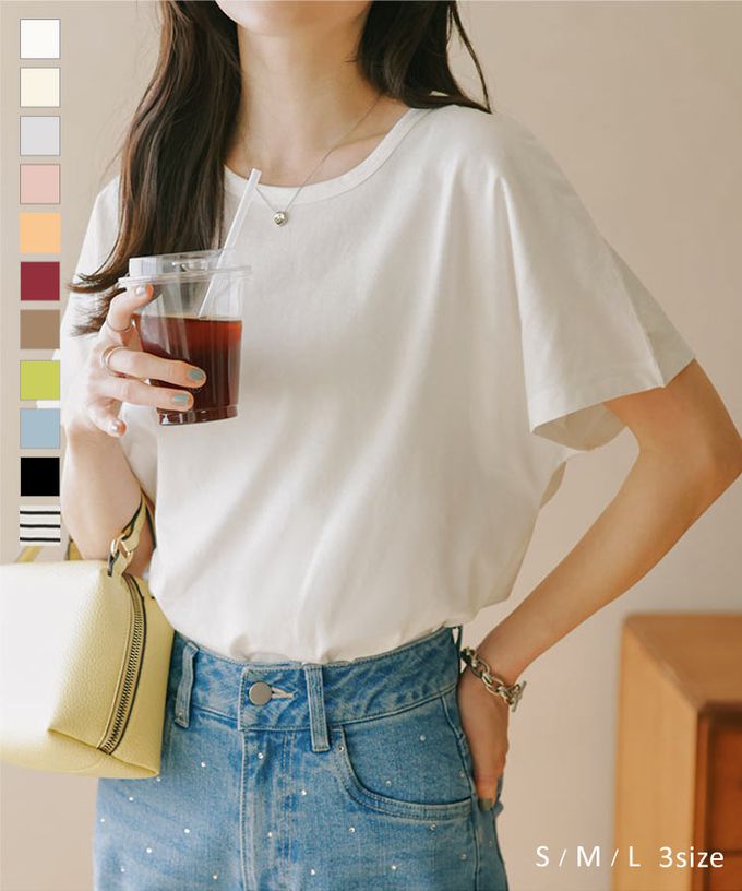 日本 Kobe Lettuce - 經典定番 純棉圓領短袖上衣-淺粉