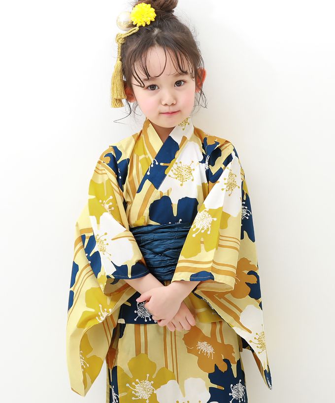 日本 devirock - 純棉夏日祭典花朵浴衣兵兒帶2件組-牡丹格紋-粉x綠