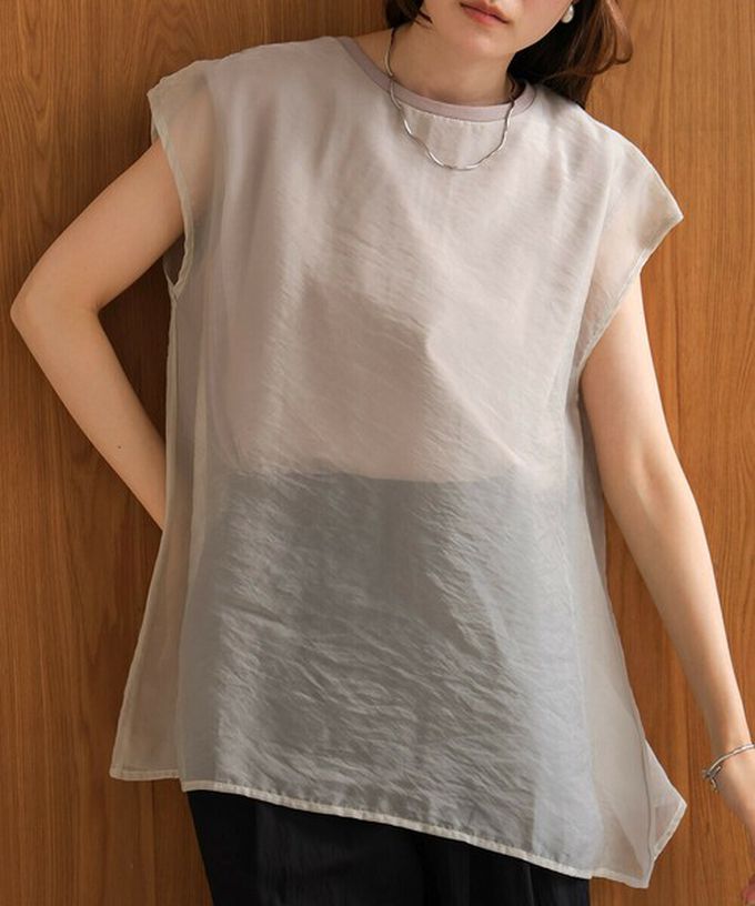 日本 Bab - [推薦]薄紗層次法式袖上衣-灰棕