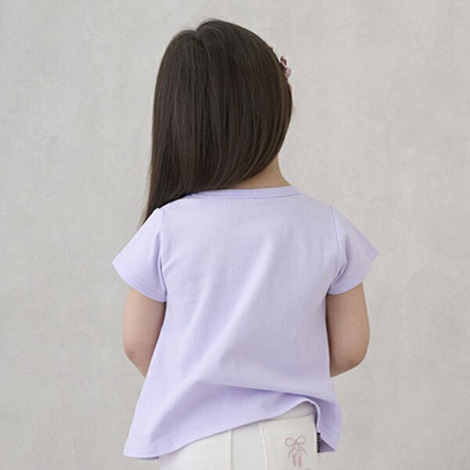 日本 petit main - 可愛荷葉袖短袖上衣-兔兔-白