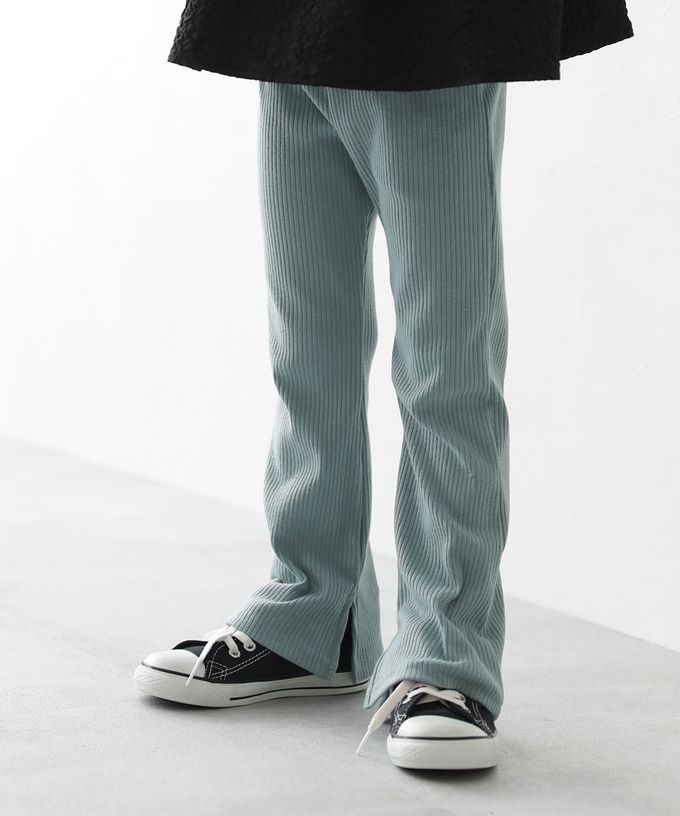 日本 devirock - 俐落羅紋開衩喇叭寬褲-櫻桃粉