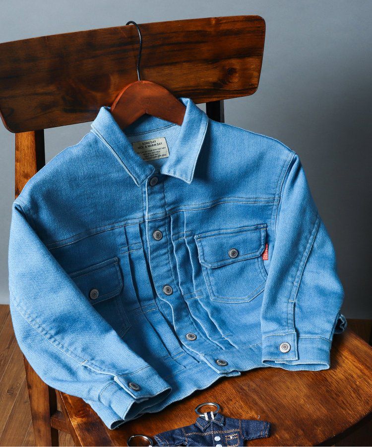 日本 BREEZE - すぽ軽系列 輕盈彈性牛仔外套-淺藍