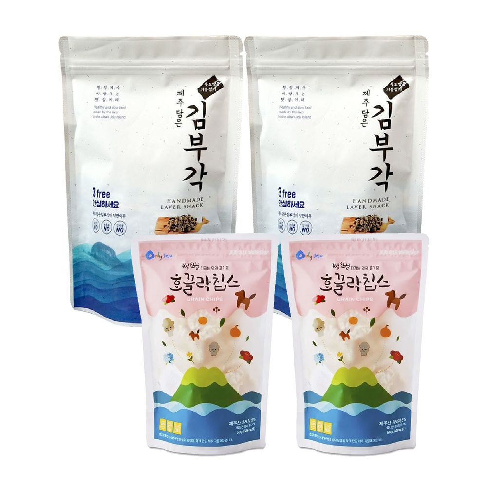 JejuMami 濟州媽咪 - 濟州純淨米餅脆片60g2入組 +純手工海苔捲2入組