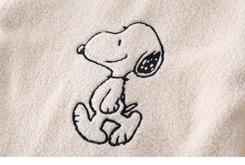 卡通人物史努比時尚羊羔絨外套(送包包)-SNOOPY-綠色