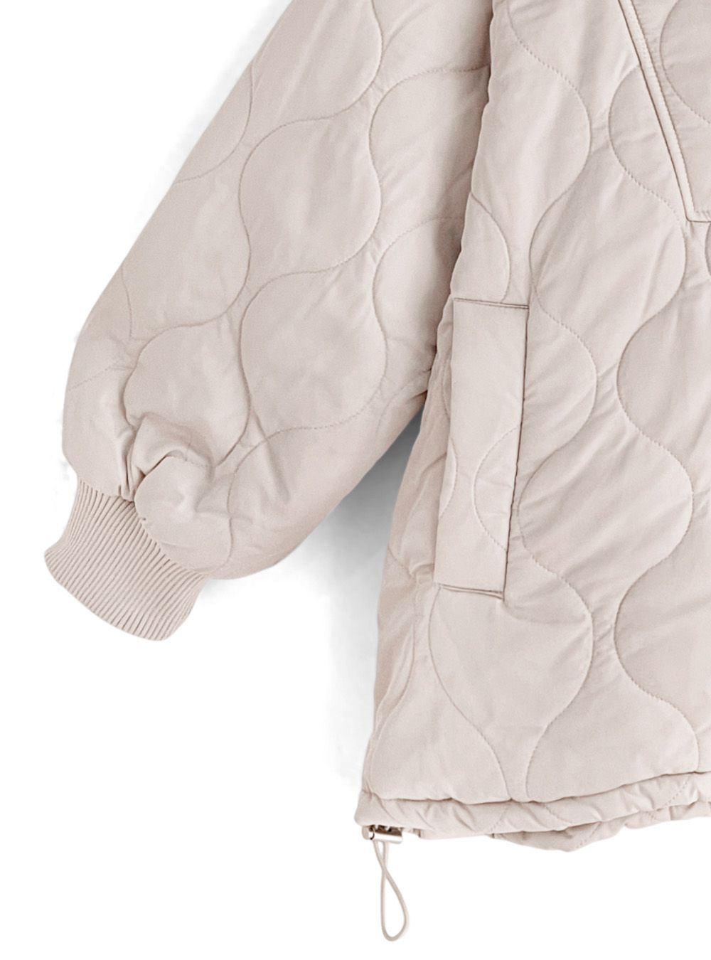 日本 GRL - 絎縫翻領鋪棉保暖外套/大衣-黑