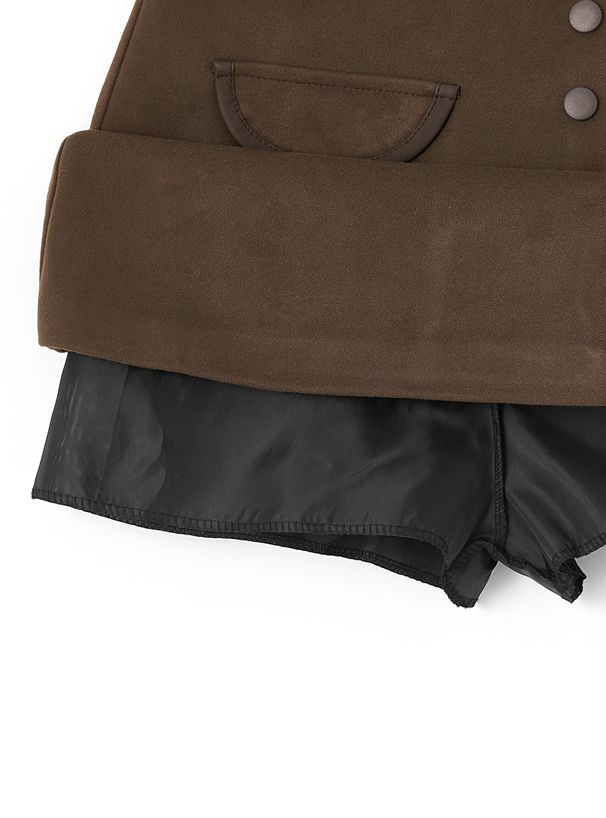 日本 GRL - 不規則裙擺排釦短裙(附安全褲內襯)-咖啡