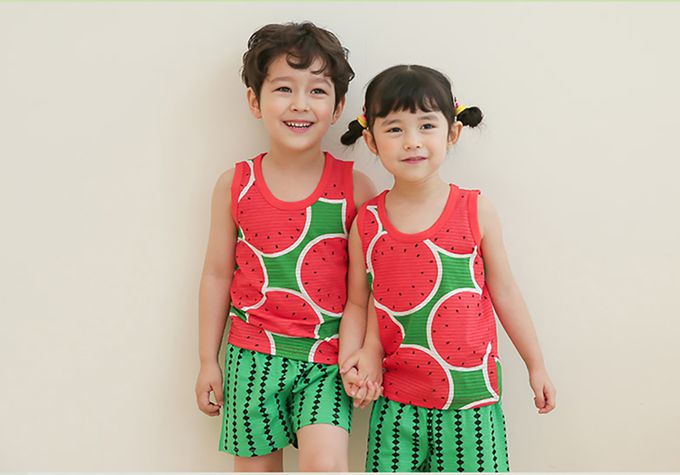 正韓 Puco - 超優質嬰幼兒/兒童無袖100% 有機棉家居服/睡衣-冰涼西瓜