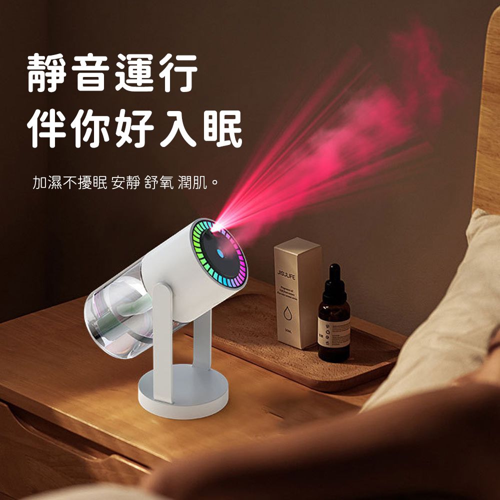 星空投影燈空氣加濕器/可旋轉七彩星空氛圍車家兩用加濕器-白(買一送一)
