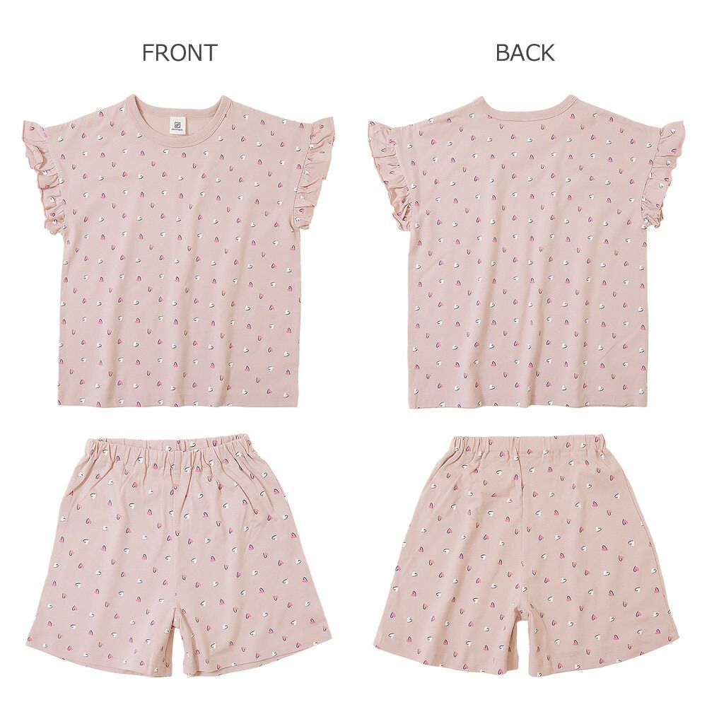 日本 devirock - 純棉舒適短袖家居服/睡衣-小愛心-粉紅