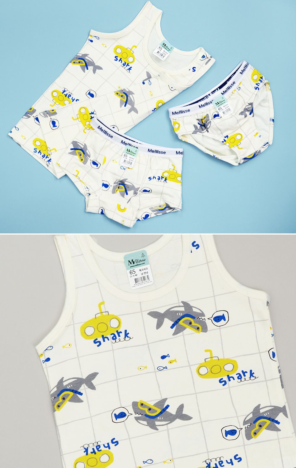 韓國 Mellisse - 純棉四角褲(男寶)-潛水鯊魚