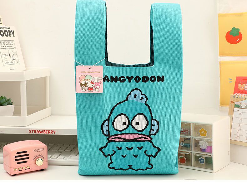 卡通便利針織手提袋-卡通人物庫洛米-紫色 (23x2x43cm)