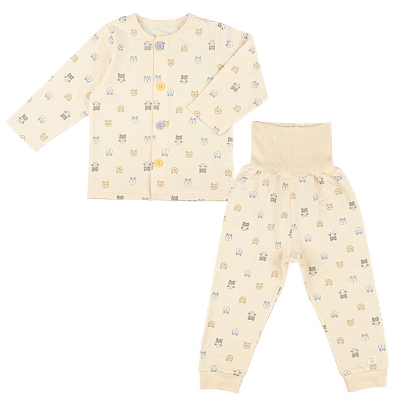 akachan honpo - 長袖家居服 穿衣練習-柴犬-象牙白色