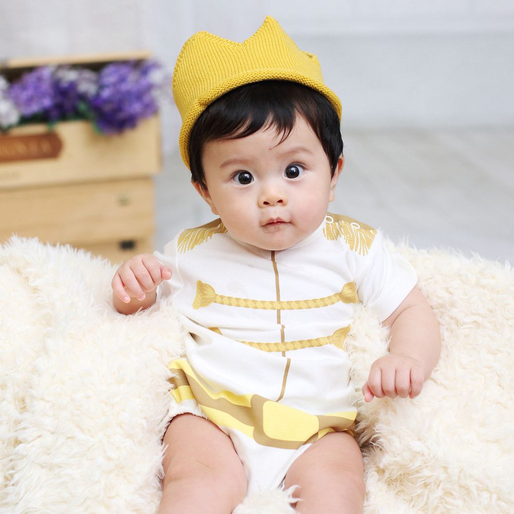 日安朵朵 - 男嬰連身衣 - MIT台灣製白馬王子(送皇冠頭飾)-短袖