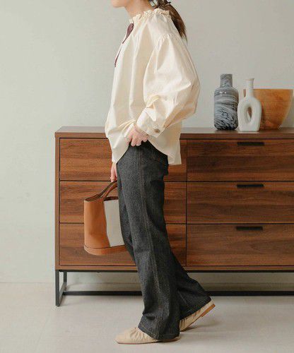 日本 Bou Jeloud - 丹寧修身美腿長褲-黑