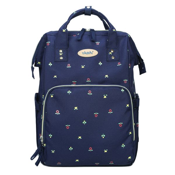 YABIN - 經典大開口媽媽後背包-寶藍小花