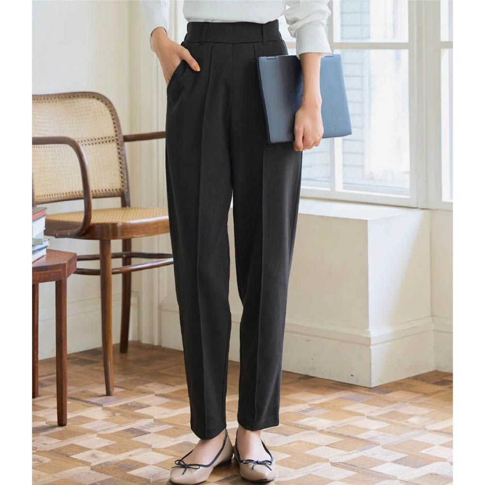 美腳中線 時尚感錐形長褲-(可選長度)-黑