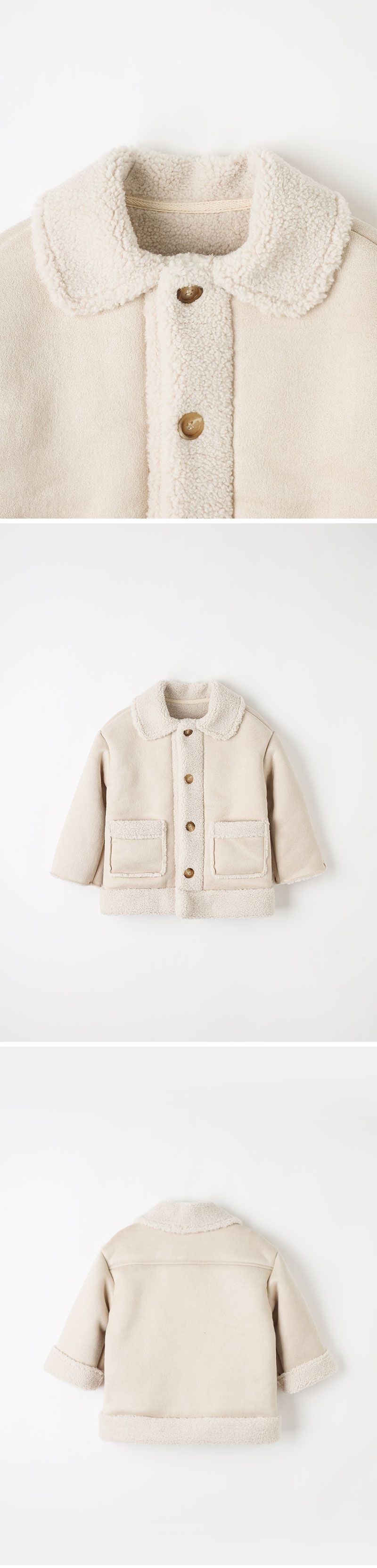 韓國 OZKIZ - 冬日感搖粒絨內裡大衣外套-淺卡其