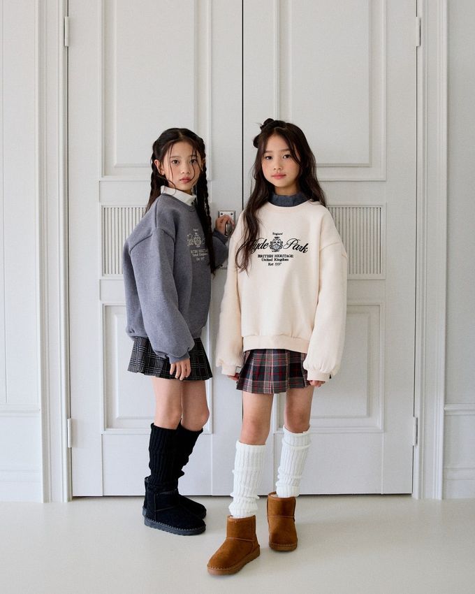 韓國 sm2 - (內磨毛)學院風格長袖大學T-灰