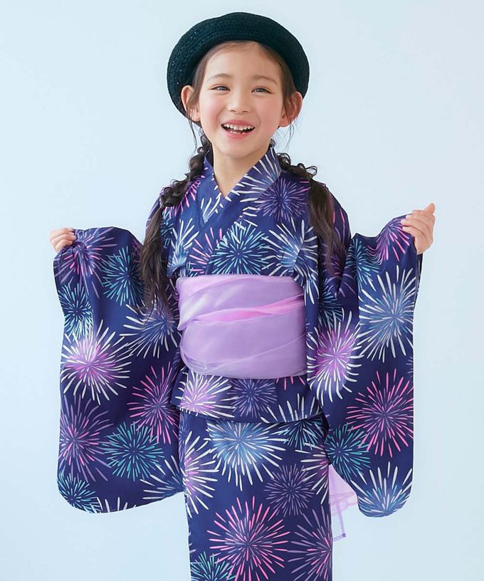 日本 devirock - 2way穿搭浴衣洋裝華麗4件組-繁花盛開-藍綠