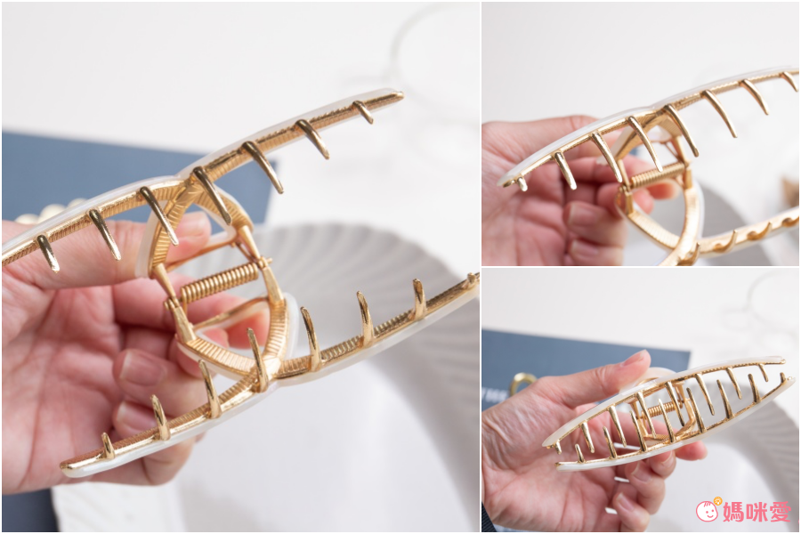 簡約花紋抓夾-水藍色 (大(約11.5cm))