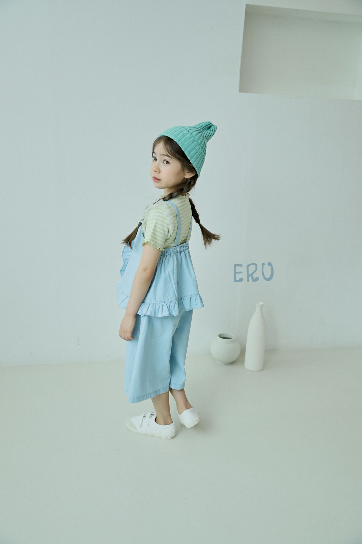 韓國 ERU - 荷葉裝飾細肩帶套裝