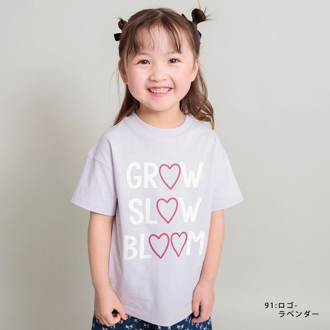 日本 BRANSHES - 純棉可愛女孩短袖上衣-手繪花朵-淡橘