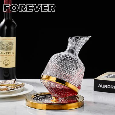 日本FOREVER - 玻璃旋轉醒酒器-金色底座1.3L