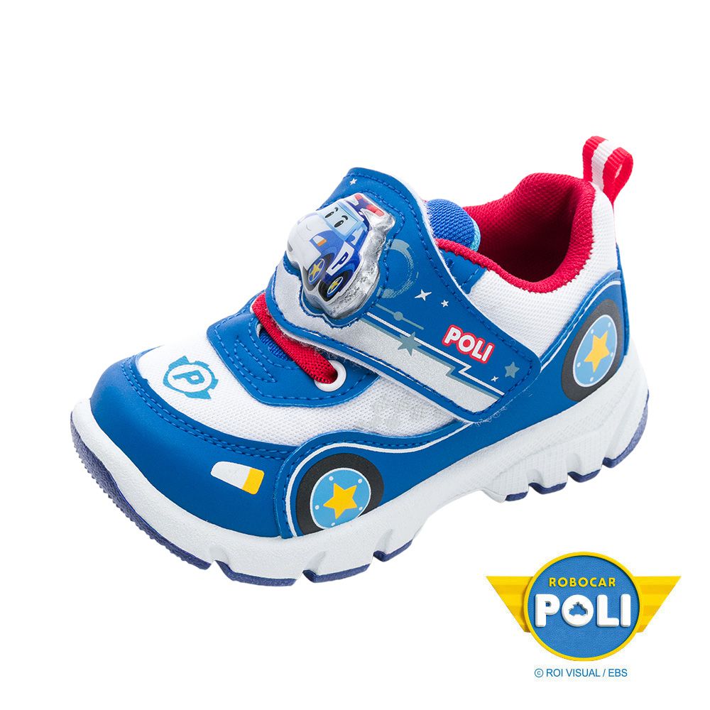 POLI 波力救援小英雄  童鞋 電燈運動鞋 POKX61606-減緩跑步壓力輕量鞋底-白藍-(中大童段)