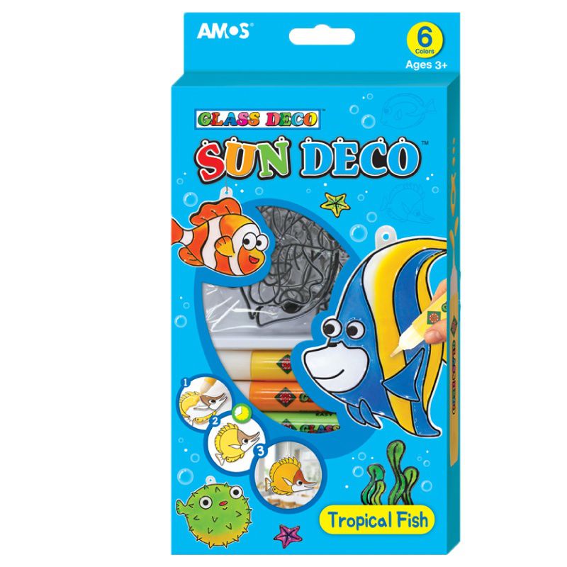 韓國 AMOS - 6色熱帶魚主題吊飾玻璃彩繪膠