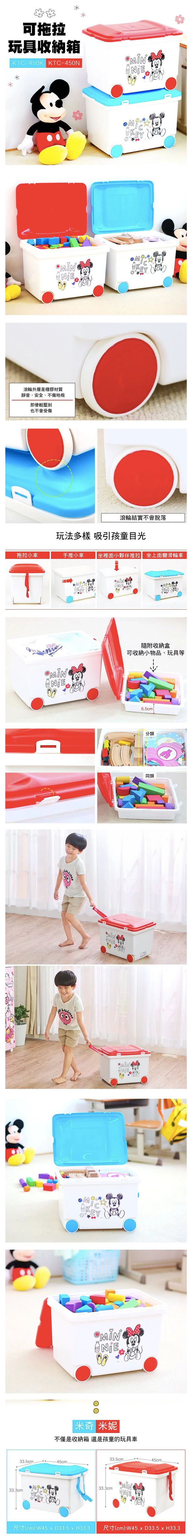 日本 IRIS OHYAMA - 迪士尼米奇迷你系列可推拉玩具收納箱 KTC-450-紅