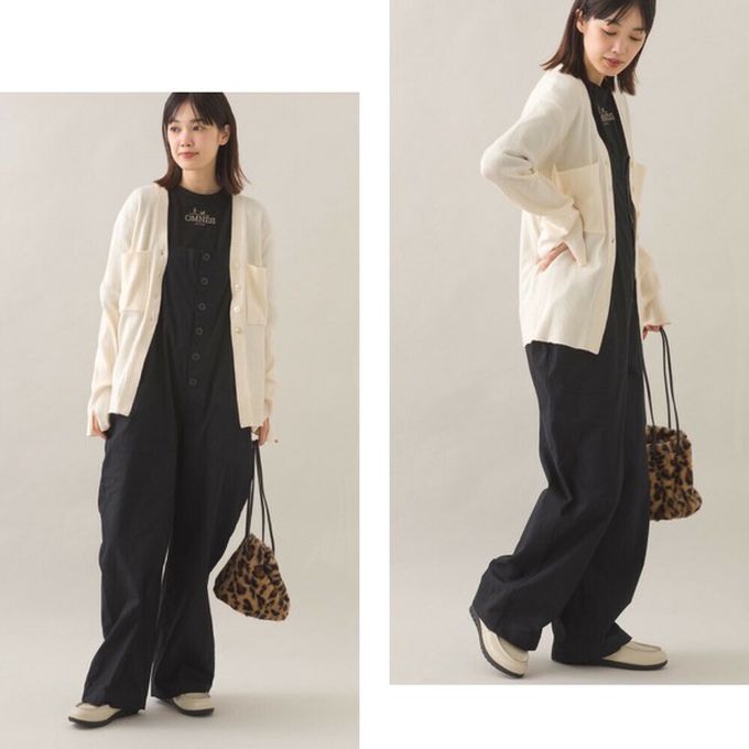 日本 OMNES - 都會感V領排扣混嫘縈針織外套-白