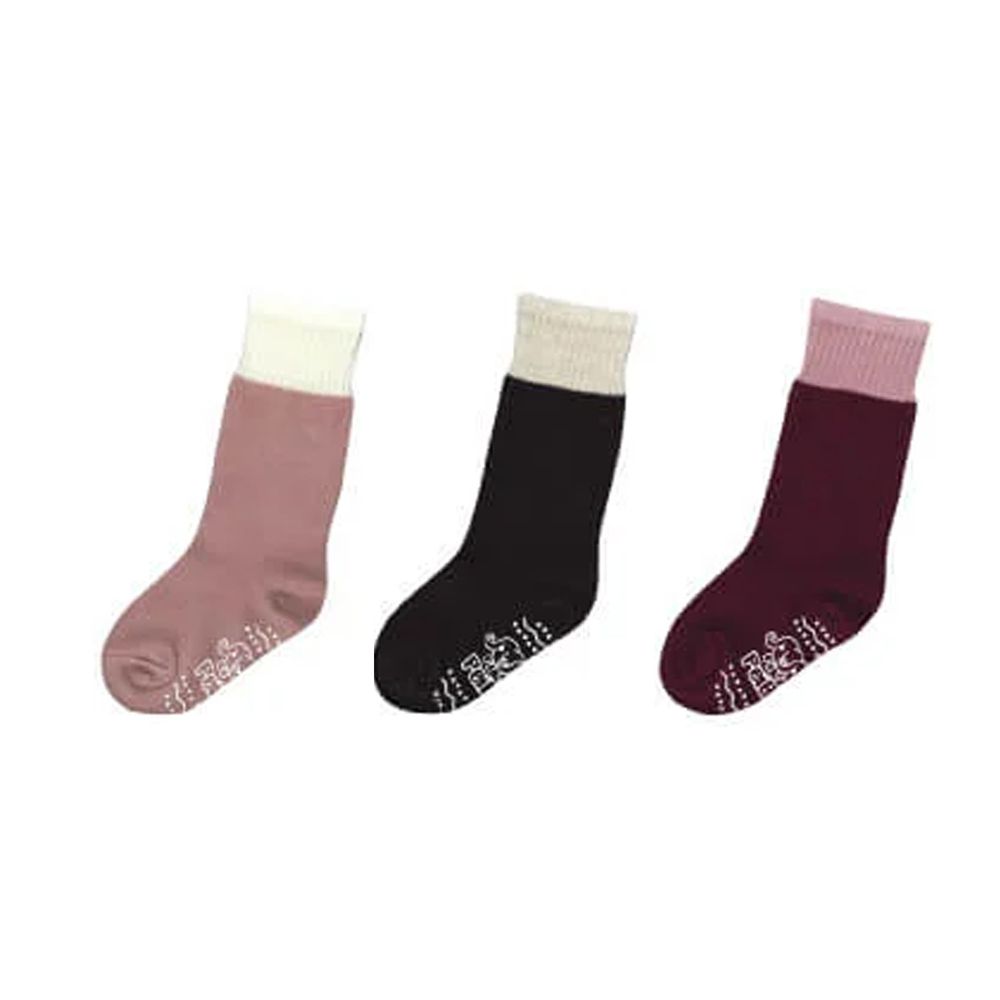 貝柔 Peilou - 貝寶萊卡義式對目泡泡拼接止滑長襪-3色各1雙(酒紅/藕粉/咖啡)