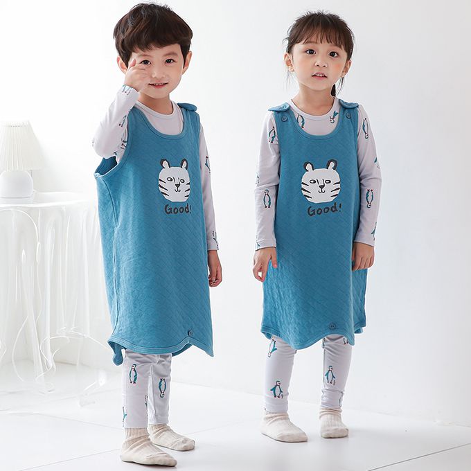 正韓 Cogibu - 極舒適無螢光劑 100% 有機棉幼兒/兒童鋪棉保暖防踢背心-小虎棒